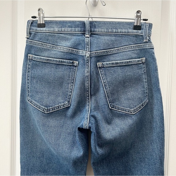 Banana Republic High Rise Straight Leg Jeans Distressed Raw Hem Blue Size 0/25 - Picture 7 of 14